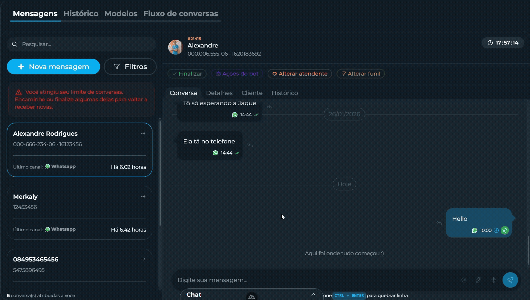 Dica de mensagem pronta
